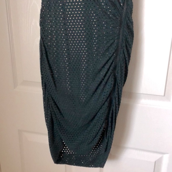 BCBGMAXZARIA Hunter Green ‘Sheer’ Ruched Dress-New - Picture 3 of 5